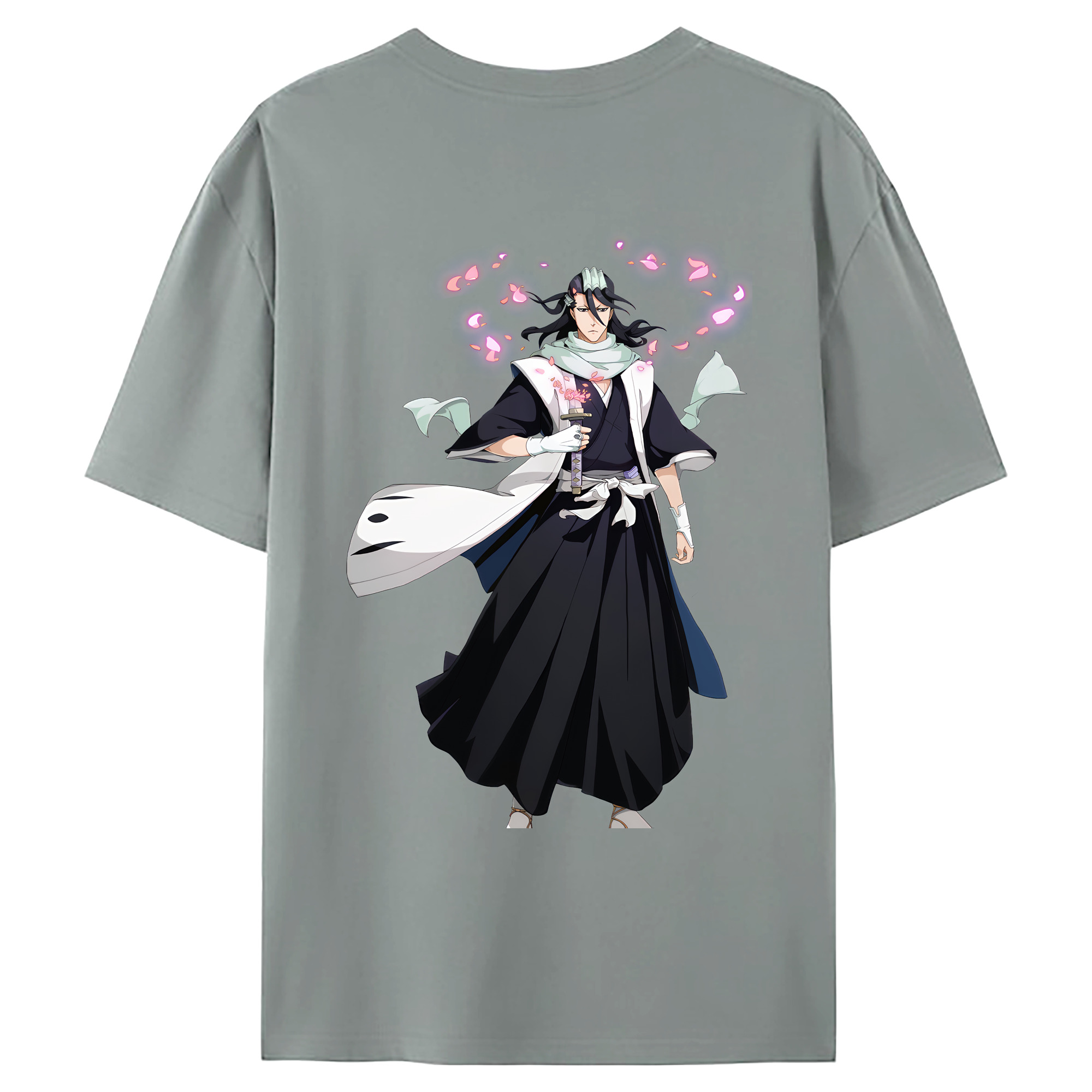（画像用） ブリーチ くちき びゃくや BLEACH Kuchiki Byakuya 綿100％ メンズ半袖Tシャツ（バックプリント） 通気性